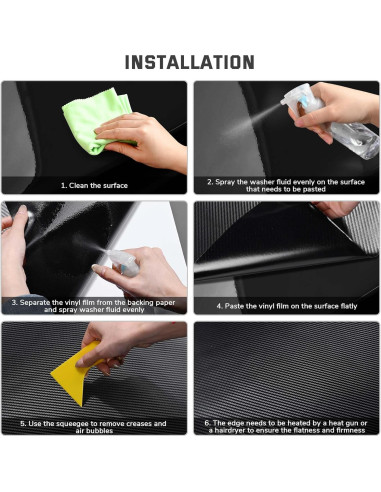 Vinilo de Fibra de Carbono 3D Yescom 152x1500 cm Negro