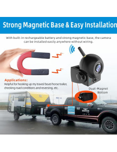 Cámara de Respaldo Inalámbrica MHCABSR con Batería Recargable IP68 2
