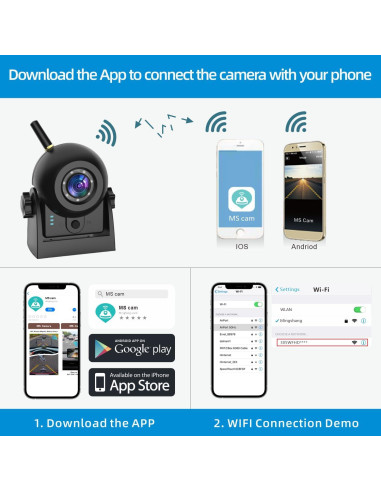 Cámara de Respaldo Inalámbrica MHCABSR con Batería Recargable IP68