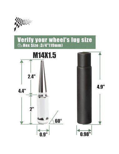 Tuercas de Pico M14x1.5 Cromo Glorider 24pcs 112mm