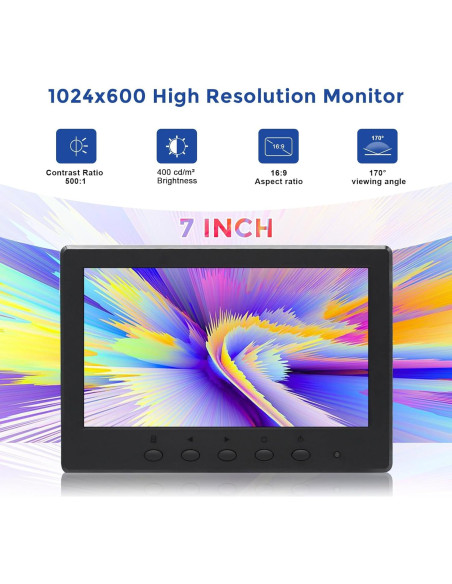 Monitor LCD 7" OSCY 1024x600 HDMI VGA AV BNC Control Remoto