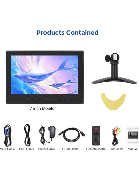 Monitor LCD 7" OSCY 1024x600 HDMI VGA AV BNC Control Remoto