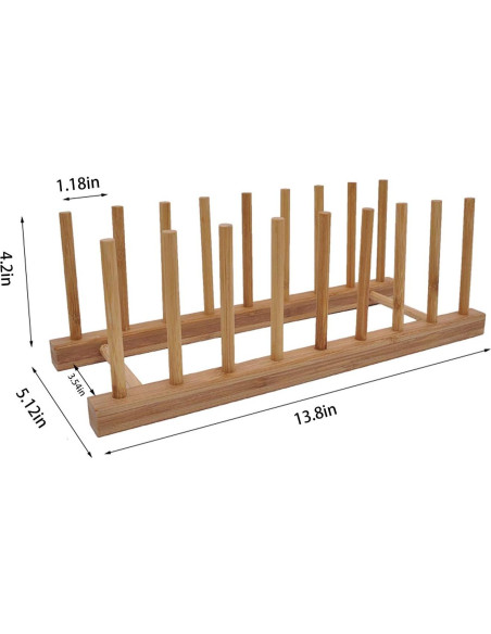 Estante para Secar Platos Ahyuan de Bambú Natural 35.1x13x10.7 cm