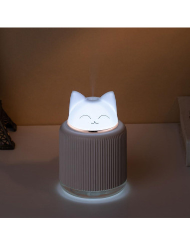 Mini Humidificador Ultrasónico YUCHAO WONOER Gato Rosa 300ml