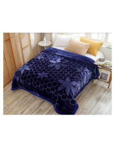 Manta Reversible Hiyoko 215x241 cm Azul/Navy Microfibra
