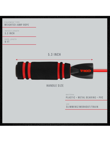 Cuerda de Salto TKO con Pesas Removibles 0.5 kg 2.74 m
