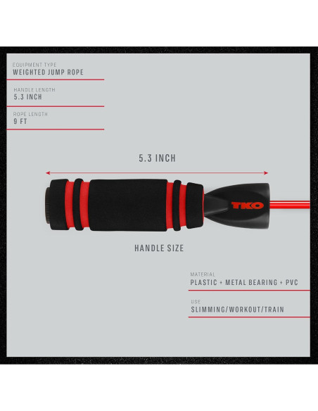 Cuerda de Salto TKO con Pesas Removibles 0.5 kg 2.74 m