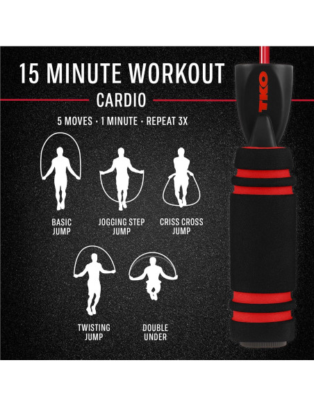 Cuerda de Salto TKO con Pesas Removibles 0.5 kg 2.74 m