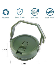 Paquete de 2 Tapas Reemplazo Tazanma 40 oz a Prueba de Fugas Verde Militar 2