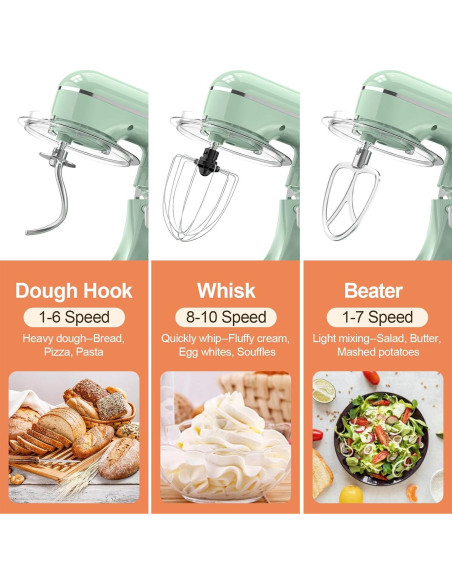 Mezclador de pie eléctrico CEBORY 6.5L 660W 10 velocidades Verde Agave