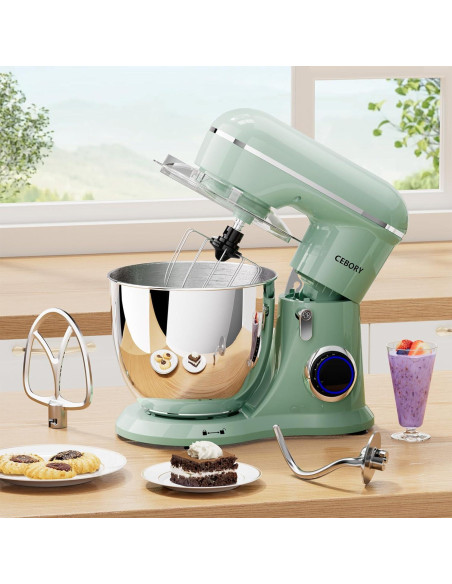 Mezclador de pie eléctrico CEBORY 6.5L 660W 10 velocidades Verde Agave