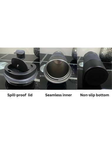 Taza de Viaje Aislada Plant-X 510 mL Doble Pared Negra
