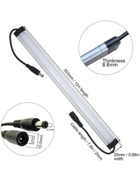 Kit de 3 Barras de Luz LED Litever 30.48 cm 3000K 20W