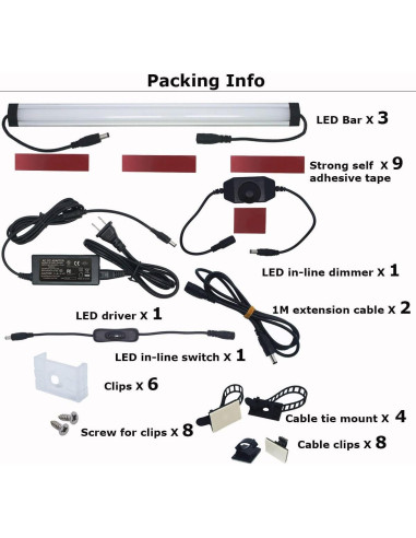 Kit de 3 Barras de Luz LED Litever 30.48 cm 3000K 20W