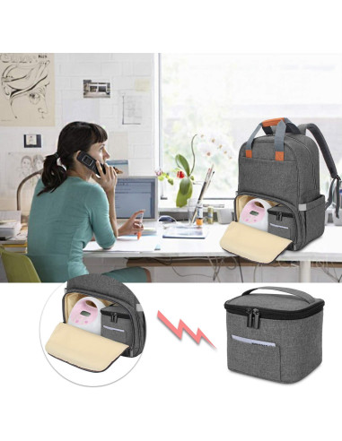 Bolsa Enfriadora de Leche Materna Luxja Gris - Capacidad 4 Botellas 120-150 ml