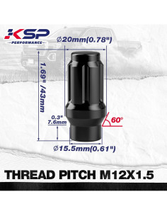 Tuercas de Rueda KSP M12x1.5 24PCS Acorn Negra para Toyota 2