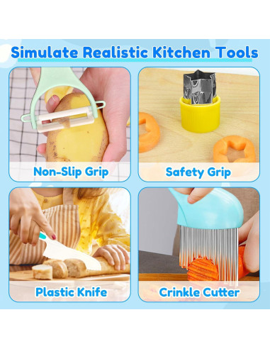 Juego de Cocina Montessori OLRMA 20 Piezas para Niños 4-12 Años