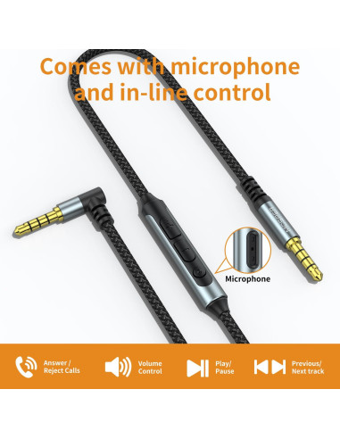 Cable de audio MCSPER 3.5mm con micrófono y control de volumen 1.2m