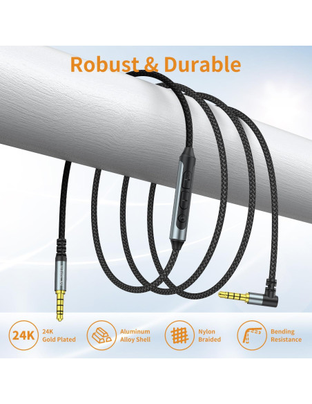 Cable de audio MCSPER 3.5mm con micrófono y control de volumen 1.2m