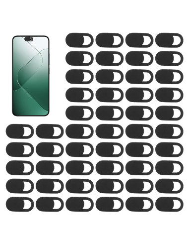 50 Cubiertas de Webcam Larrel Negra para Privacidad y Seguridad