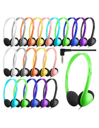 20 Auriculares Escolares Coloridos Chumia 3.5mm Ajustables