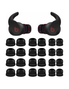 12 Pares Tapones Doble Flange Silicona para Beats Fit Pro - Negro