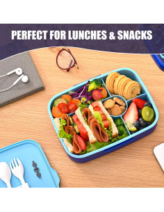 Caja Bento Niños ANDMOON 1300ml 5 Compartimentos Dinosaurio Azul 2