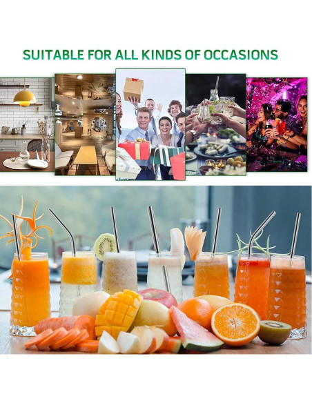 15 Pajitas de Metal Reutilizables LYthE con Cepillos - Oro