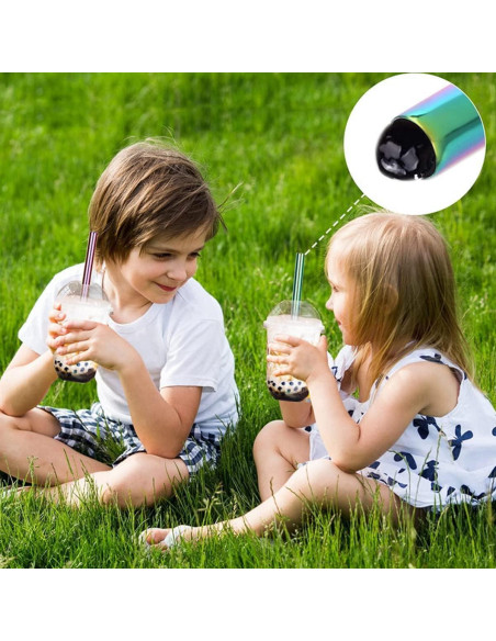 15 Pajitas de Metal Reutilizables LYthE con Cepillos - Oro