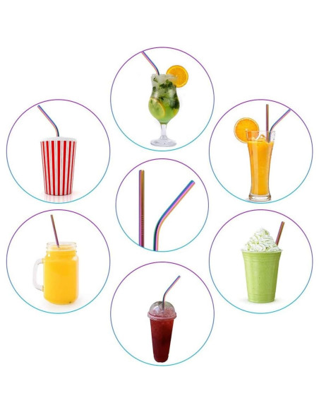 15 Pajitas de Metal Reutilizables LYthE con Cepillos - Oro