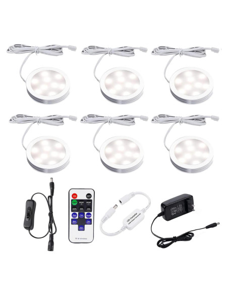 AIBOO Luz LED Bajo Gabinete 6 Piezas 4000K Regulable