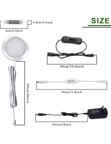 AIBOO Luz LED Bajo Gabinete 6 Piezas 4000K Regulable