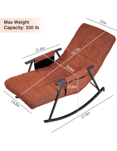 Silla Mecedora Reclinable VECELO con Reposapiés - Marrón Oscuro