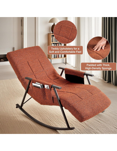 Silla Mecedora Reclinable VECELO con Reposapiés - Marrón Oscuro