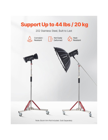 Soporte de Luz VEVOR con Ruedas 10.5 pies Ajustable 20 kg