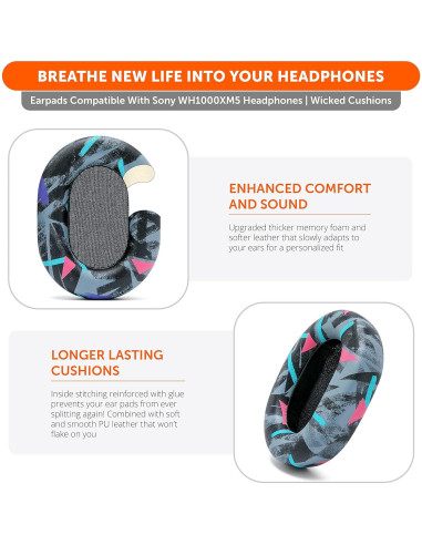 Almohadillas de Reemplazo Wicked Cushions para Sony XM5 - Negro