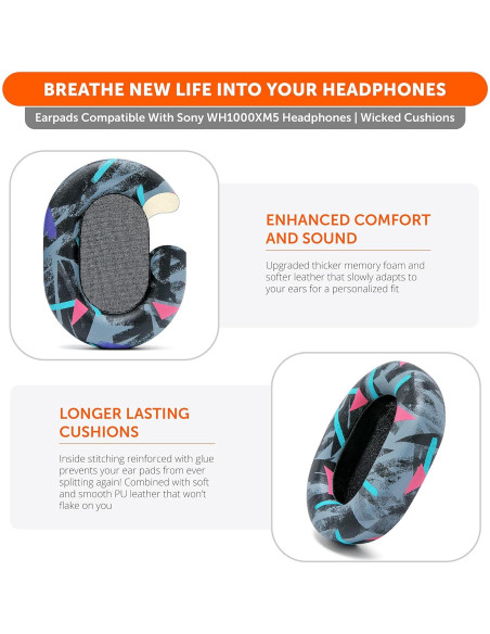 Almohadillas de Reemplazo Wicked Cushions para Sony XM5 - Negro