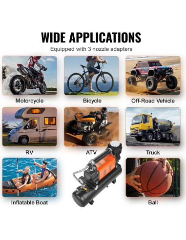 Compresor de Aire VEVOR 12V 150PSI con Tanque 6L y Manómetro