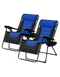 Silla de gravedad cero acolchada Nestl - Juego de 2 - Negro/Azul