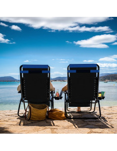 Silla de gravedad cero acolchada Nestl - Juego de 2 - Negro/Azul 2