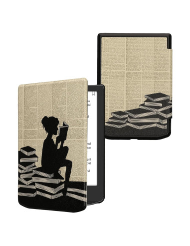 Funda kwmobile para eReader Pocketbook y Vivlio - Chica y Libros