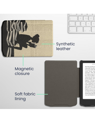 Funda kwmobile para eReader Pocketbook y Vivlio - Chica y Libros