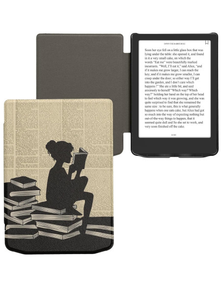 Funda kwmobile para eReader Pocketbook y Vivlio - Chica y Libros