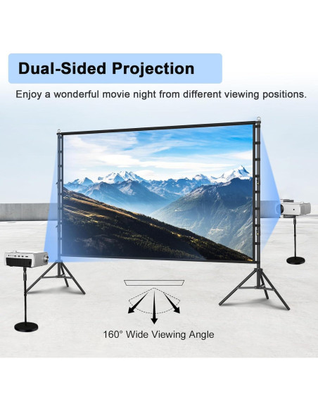 Pantalla de proyector 200" Towond HD Doble Cara 16:9 Portátil