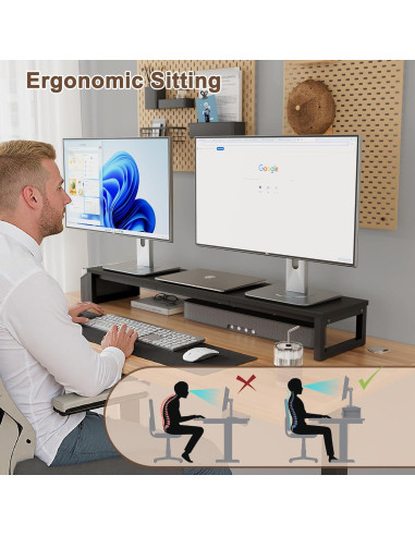 Soporte Elevador para Doble Monitor LAND-VOI 105.4 cm Negro