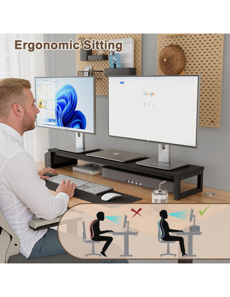 Soporte Elevador para Doble Monitor LAND-VOI 105.4 cm Negro