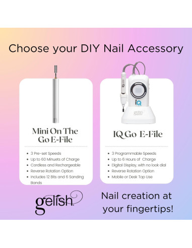Lima de Uñas Eléctrica Gelish MINI - Portátil, 12 Puntas, 6 Bandas