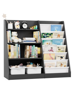 Estantería Montessori NACHES para Niños 4 Niveles Madera Negra