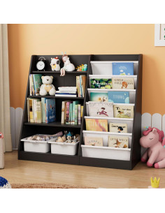 Estantería Montessori NACHES para Niños 4 Niveles Madera Negra 2