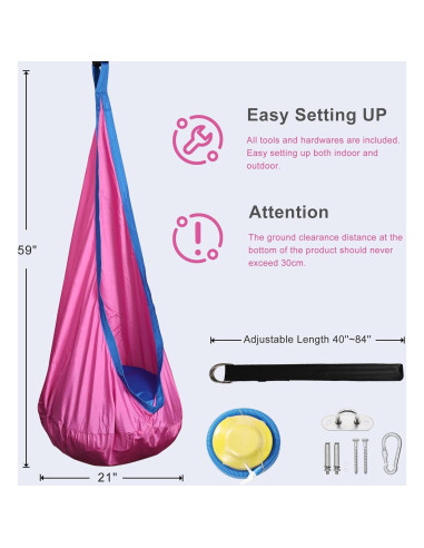 Silla de columpio para niños Bathonly rosa frambuesa 45 kg